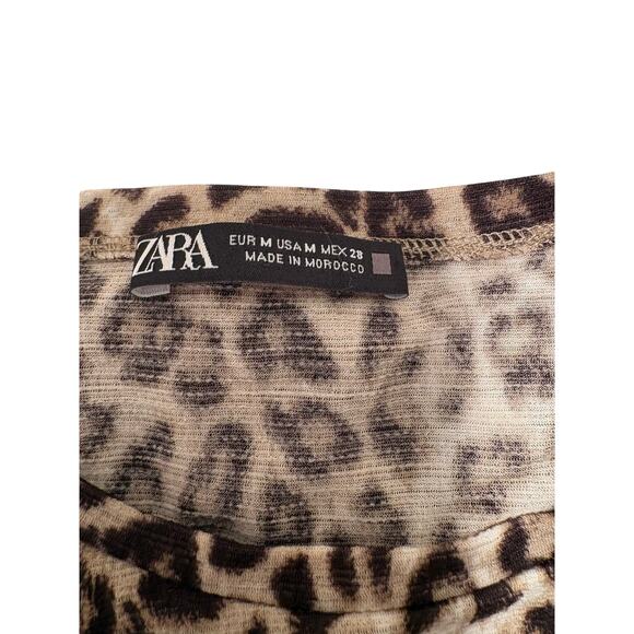 Zara leopard print tiered midi dress size M - Picture 6 of 9